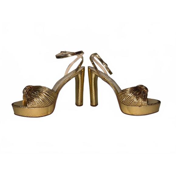 Jessica Simpson Gold Metallic Snake Platform Sandals Size 8.5M - Picture 2 of 7
